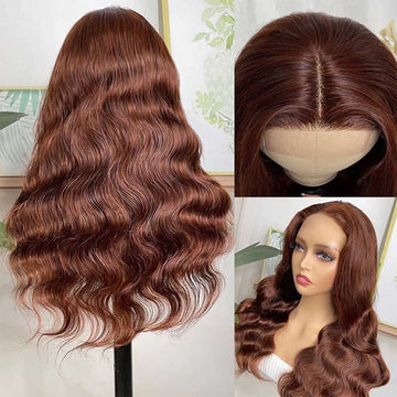 Reddish Brown 5x5/13x4 HD Lace Wigs #33 Auburn Colored Deep Wave Lace Front Human Hair Wigs For Women