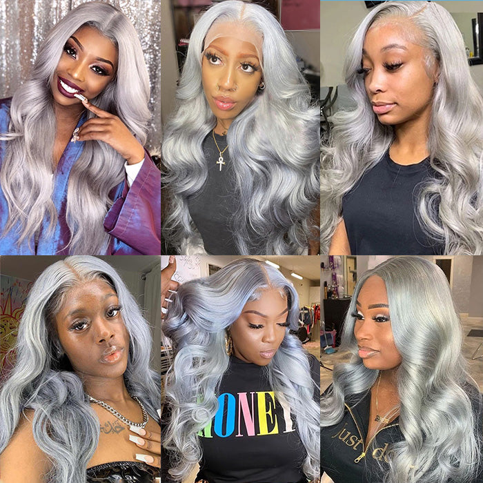 Colored Human Hair Lace Front Wigs Body Wave Gray Hair Wigs 13x6 13x4 5x5 4x4 HD Lace Wigs