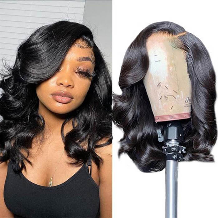 Body Wave Short Bob Wigs Pre Plucked 13x4 Lace Front Wigs Human Hair