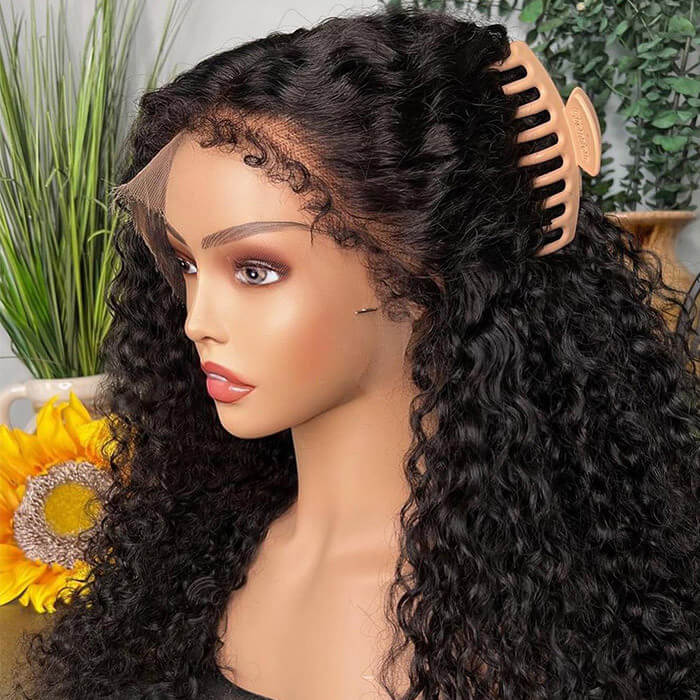 Natural 4C Curly Edges Hairline 13x4/5x5 HD Lace Front Wigs With Curly Baby Hair Realistic Hairline