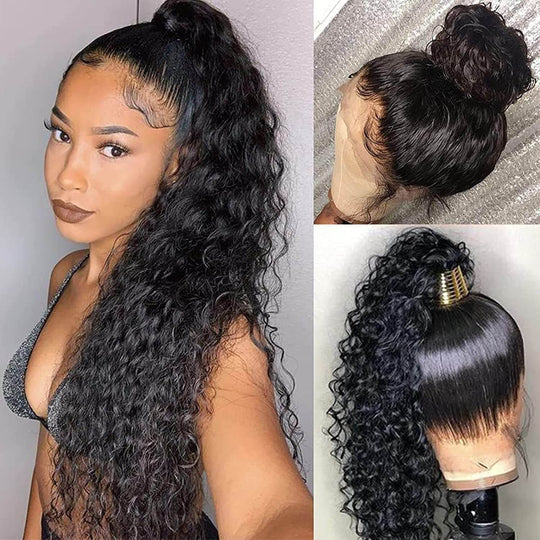 Water Wave 360 Lace Frontal Wigs Pre Plucked Virgin Human Hair Wigs with HD Lace
