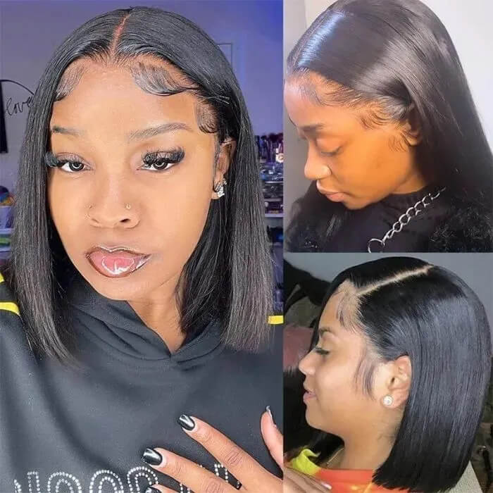 Affordable Straight Bob Wigs Human Hair Pre Plucked Glueless Lace Front Wigs