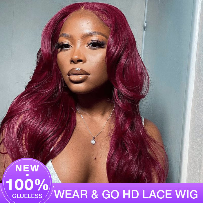 99J Burgundy Wigs Straight/Body Wave 5x5 Pre Cut HD Lace Closure Wigs Pre Plucked Human Hair Wigs Natural Hairline