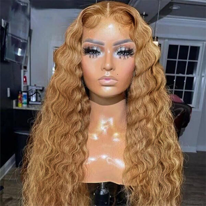 #27 Loose Deep Wave Honey Blonde Lace Front Wigs Brazilian 13×4 13x6 Frontal HD Lace Wigs