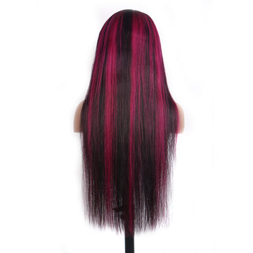 Balayage Intense Pink Violet Highlight Lace Front Wigs 13x4 Transparent HD Lace Human Hair Wigs