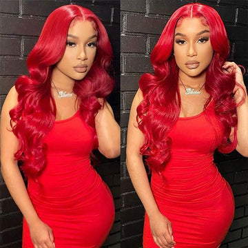 Red Color Lace Front Wigs Body Wave Skin Melt HD Lace Human Hair Wigs