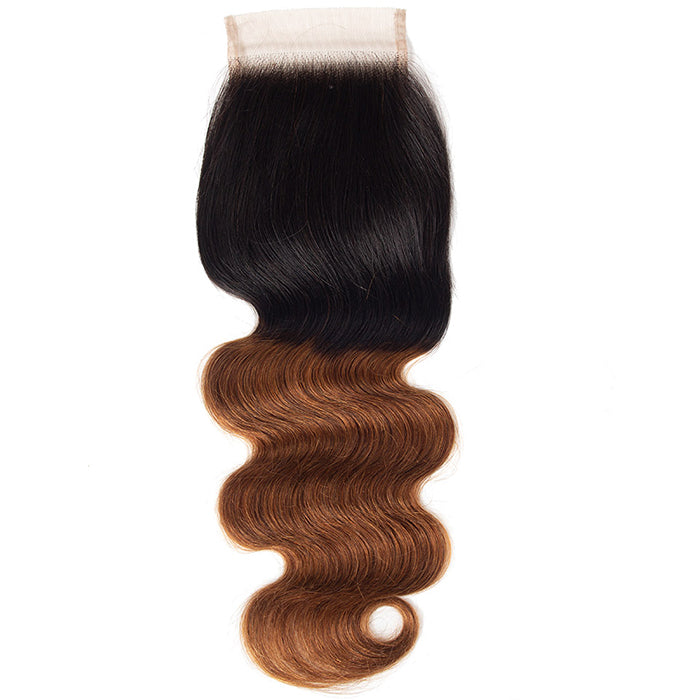 Ombre T1b/99J Body Wave 3 Bundles with Closure Free Part Virgin Human Hair Free Part