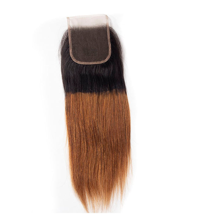 Ombre T1b/99J Straight Hair 3 Bundles with Closure Free Part Virgin Human Hair Free Part