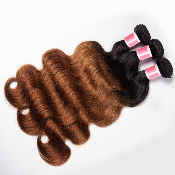 Ombre Malaysian Virgin Hair Body Wave 3/4 Bundles Deal Two Tone 1B/30 Human Hair Weave Extensions