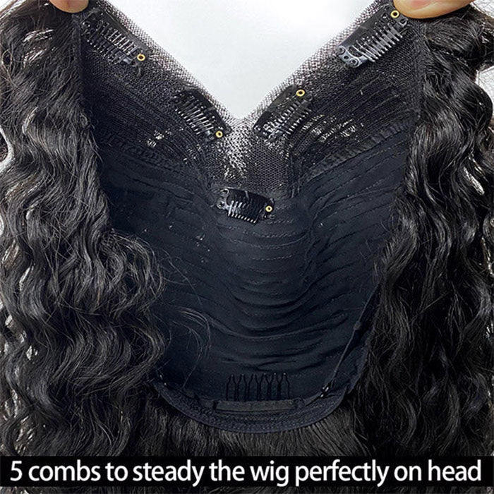 Water Wave V/U Part Human Hair Wigs No Leave Out Beginner Friendly Easy Install