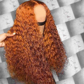 Ginger Orange Colored Human Hair Wigs Pre Plucked Deep Wave HD Lace Frontal Wigs