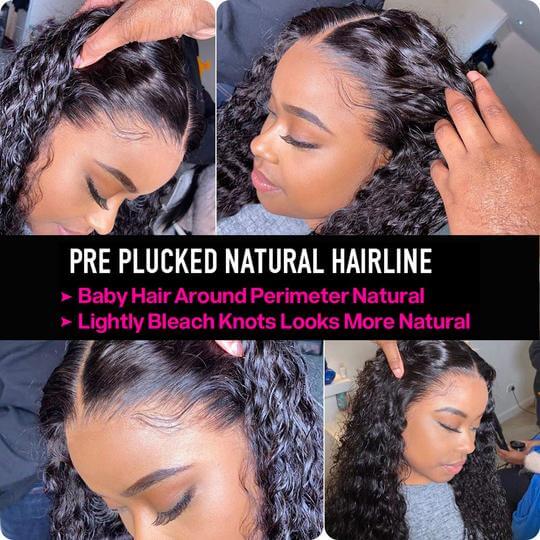 Water Wave Hair 13*4 HD Lace Front Wigs Glueless Transparent Lace Wigs Pre-plucked Hairline