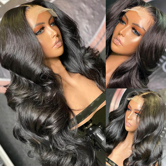 Body Wave 5x5 Invisible HD Lace Closure Wigs Pre Plucked Natural Black Human Hair Wigss For Women