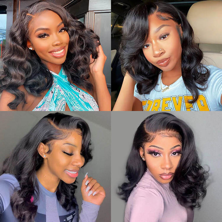 Body Wave Short bob Wigs 13x4 Lace Front Wigs Human Hair 100% Real Human Hair Wigs Pre Plucked