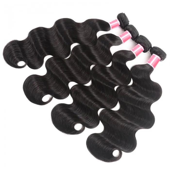 Brazilian Body Wave 4 Bundles with 4*4 Lace Closure Virgin Human Hair