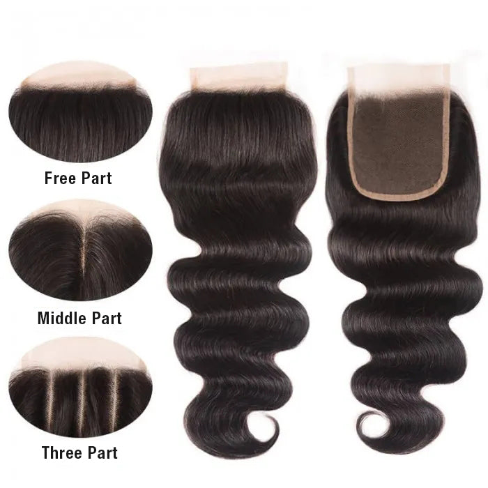 Brazilian Body Wave 4 Bundles with 4*4 Lace Closure Virgin Human Hair