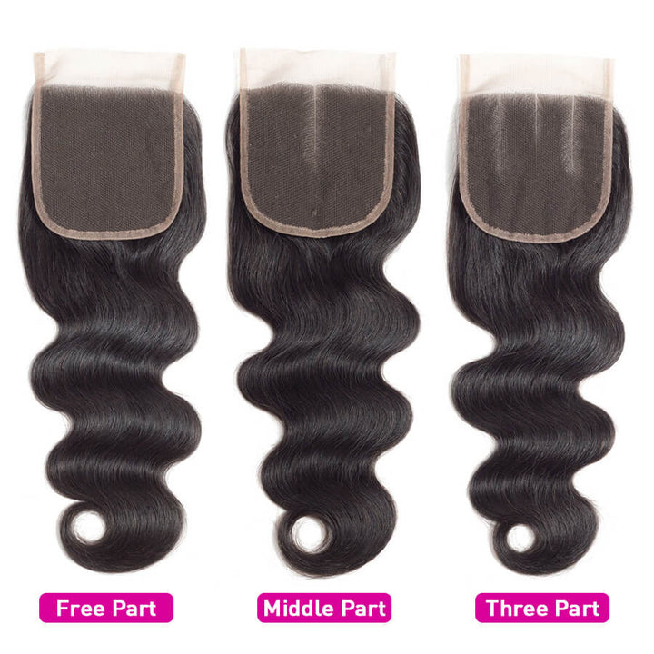 Malaysian Body Wave 4 Bundles With 4x4 Lace Closure Human Hair Closure With Bundle Deals