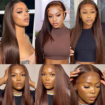 #4 Chocolate Brown Wigs 13x6 HD Transparent Lace Frontal Wigs Pre-Colored Human Hair Wigs