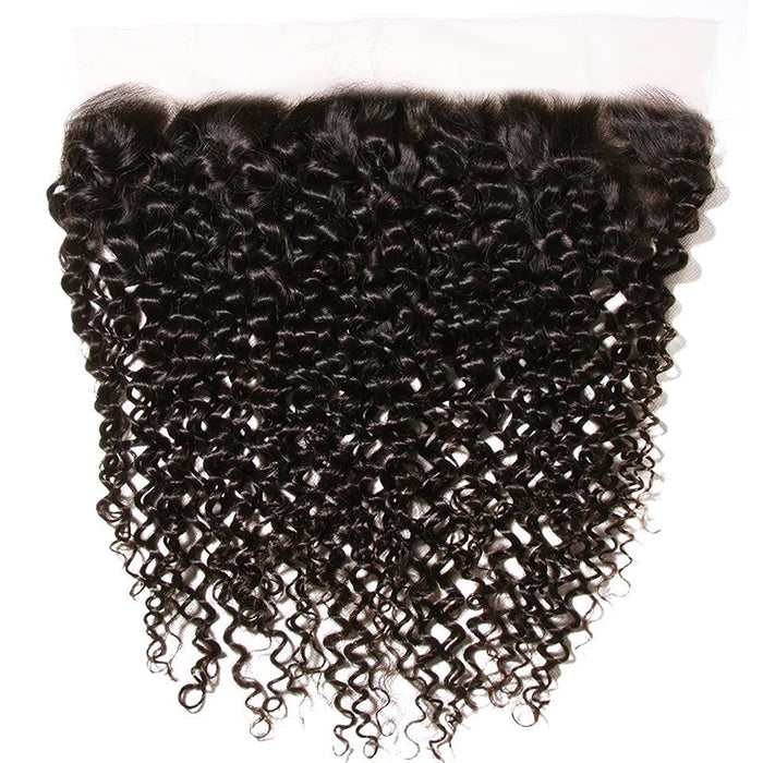 Malaysian Curly Hair 4 Bundles With 13X4 Ear To Ear Lace Frontal Natural Color