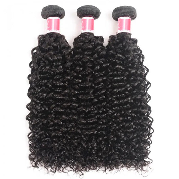 Malaysian Curly Hair 3 Bundles with 4*4 Closure Soft Unprocessed Virgin Human Hair