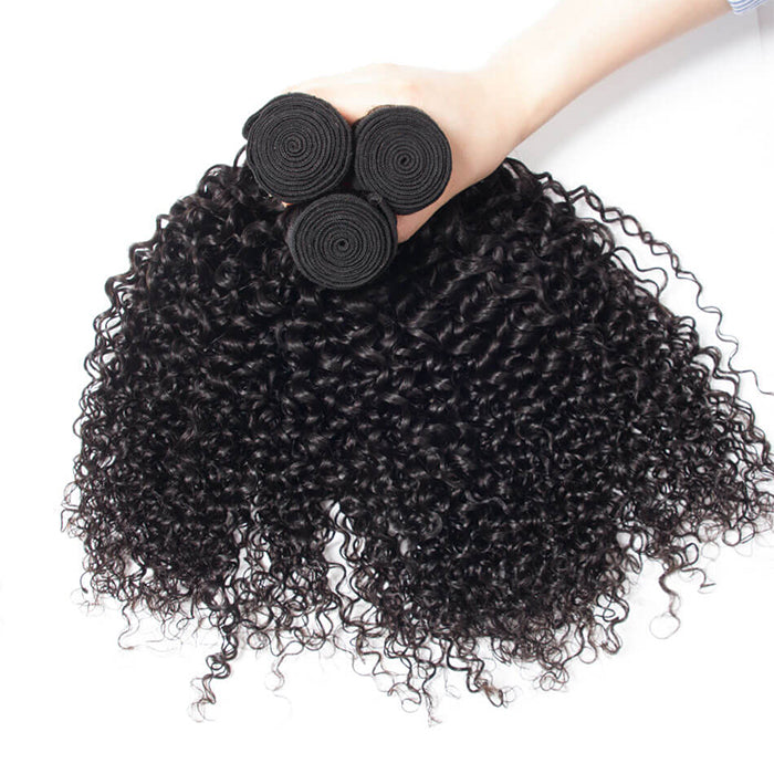 Malaysian Curly Hair 4 Bundles With 13X4 Ear To Ear Lace Frontal Natural Color