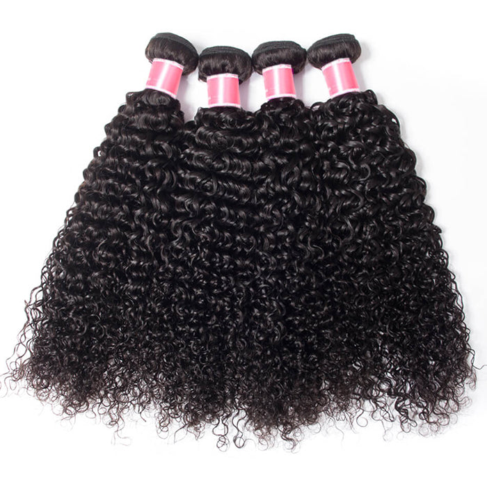 Brazilian Curly Hair 4 Bundles with 4*4 Lace Closure Virgin Human Hair