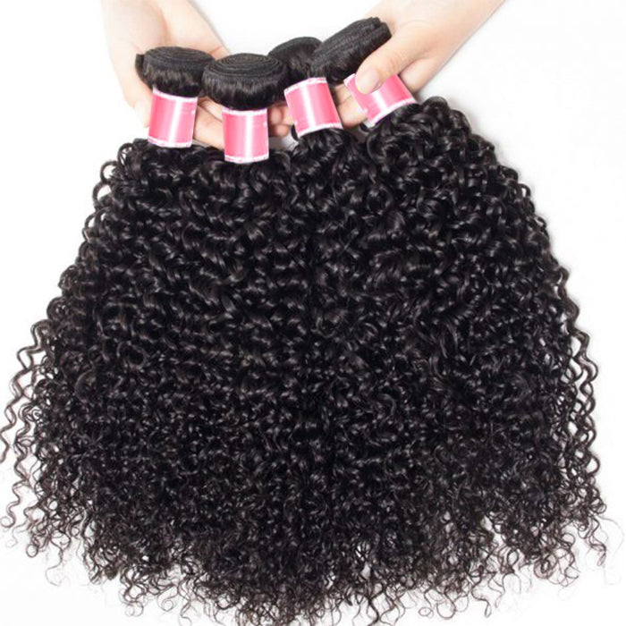 Malaysian Curly Hair 4 Bundles With 4x4 Lace Closure Human Hair Closure With Bundle Deals