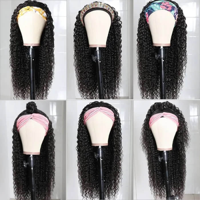 Curly Headband Wigs With Various Headbands No Glue No Gel Human Wigs