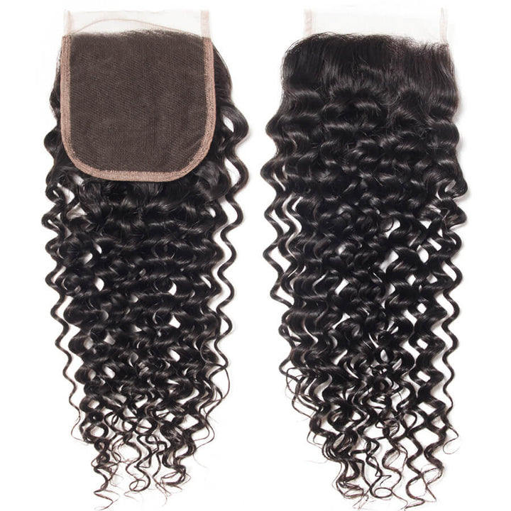 Malaysian Curly Hair 4 Bundles With 4x4 Lace Closure Human Hair Closure With Bundle Deals