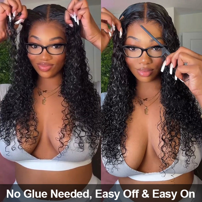 Curly Hair Glueless Wear And Go Wigs Upgrade 8x5 Pre Cut HD Lace Closure Wigs With Natural Hairline