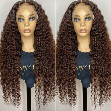 #4 Chocolate Brown Wigs 13x6 HD Transparent Lace Frontal Wigs Pre-Colored Human Hair Wigs