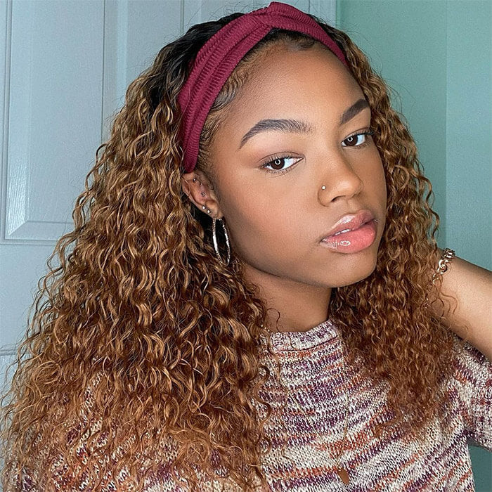 T1B/30 Deep Wave Ombre Headband Wigs Human Hair