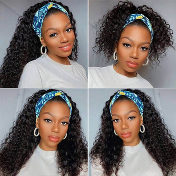 Deep Wave Headband Wigs Human Hair With Headband For Women, Beginner And Lazy Girls Friendly