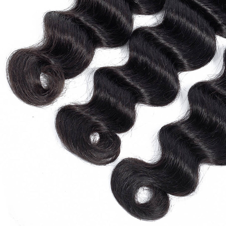 Brazilian Loose Deep Wave Hair 3 Bundles 12A Unprocessed Virgin Human Hair Weave Natural Black Color Hermosa Hair