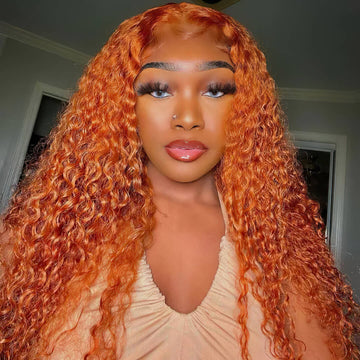 Ginger Curly Wigs 13x4 HD Lace Front Wigs Colored Human Hair Lace Front Wigs With Pre Plucked