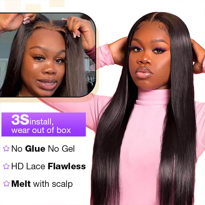 Glueless Wear And Go 4x4 & 5x5 Pre Cut Lace Closure Wigs Pre Plucked With Natural Hairline