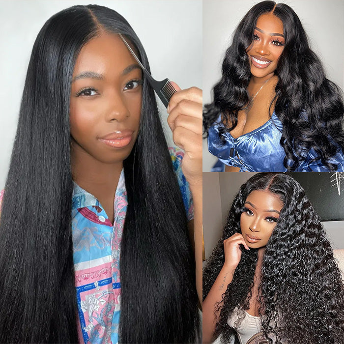 Glueless Wear & Go Wigs - Straight/Body Wave/Deep Wave Human Hair Upgrade 8x5 Lace Closure Wigs