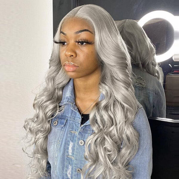 Colored Human Hair Lace Front Wigs Body Wave Gray Hair Wigs 13x6 13x4 5x5 4x4 HD Lace Wigs