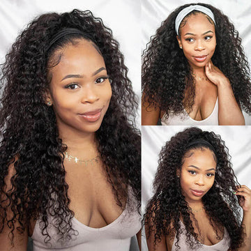 Deep Wave Headband Wigs Human Hair With Headband For Women, Beginner And Lazy Girls Friendly