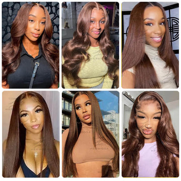 #4 Chocolate Brown 13x4 HD Lace Front Wigs Human Hair Wigs For Women Pre Plucked