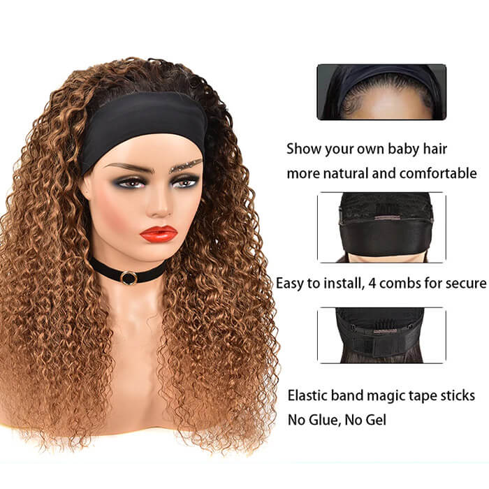 T1B/30 Deep Wave Ombre Headband Wigs Human Hair