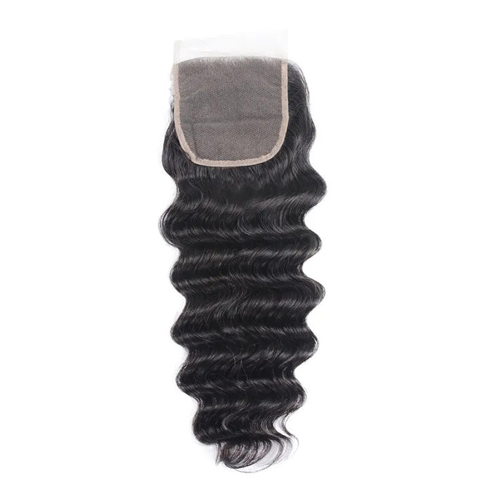 Malaysian Loose Deep Wave 3 Bundles with 4*4 Closure Soft Unprocessed Virgin Human Hair