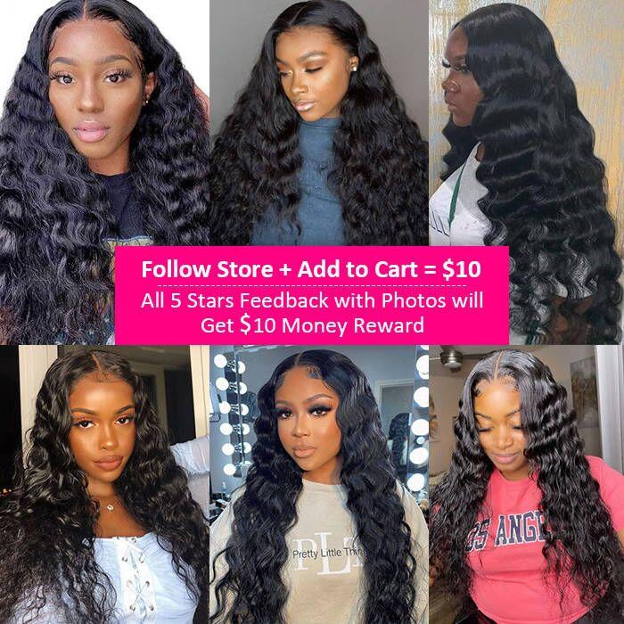 Loose Deep Wave 4x4 HD Lace Closure Crimped Wigs Pre Plucked Human Hair