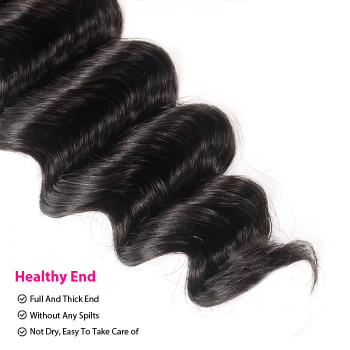 Peruvian Loose Deep Wave 3/4 Bundle Deals Unprocessed Virgin Human Hair Extensions In Stock