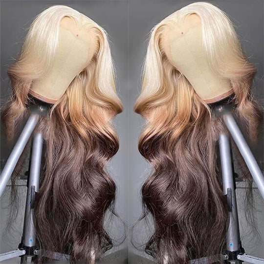 613 Blonde Ombre Lace Front Wigs Brazilian Body Wave Human Hair Wigs Pre Plucked