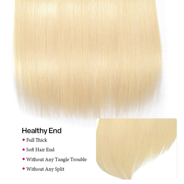 T1b/613 Ombre Blonde Brazilian Virgin Straight Hair 3 Bundles Unprocessed 100% Humanm Hiar Weave Extensions