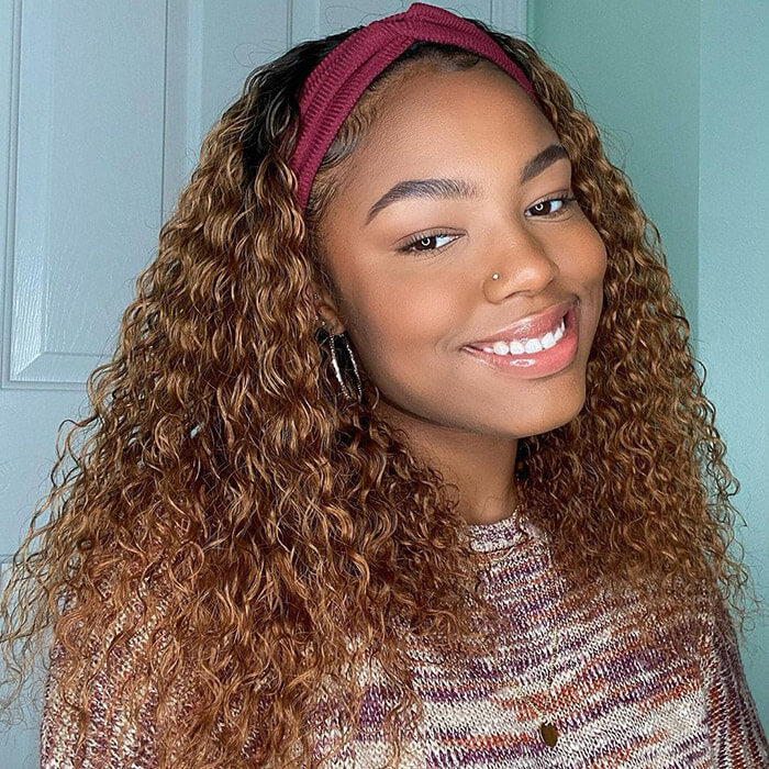 T1B/30 Deep Wave Ombre Headband Wigs Human Hair