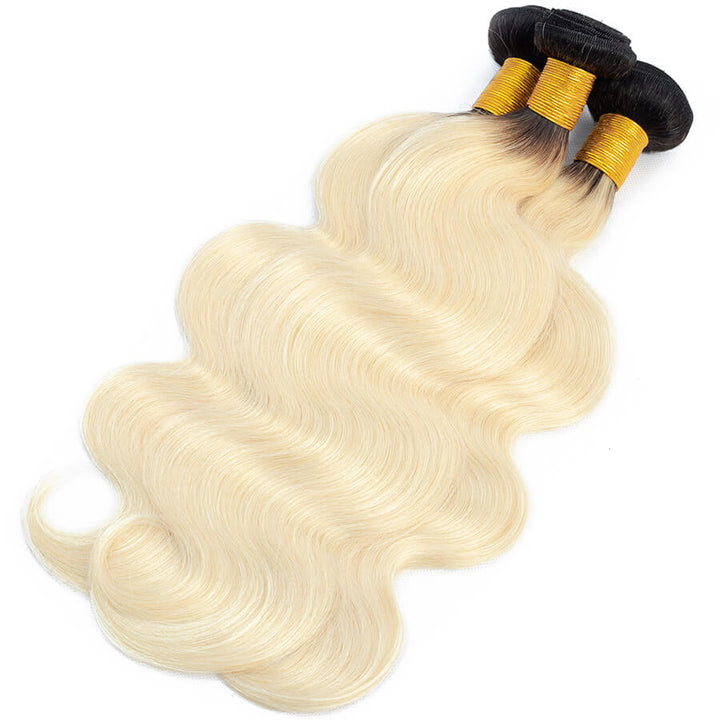 T1b/613 Ombre Blonde Human Hair Weave Brazilian Body Wave 3 Bundles