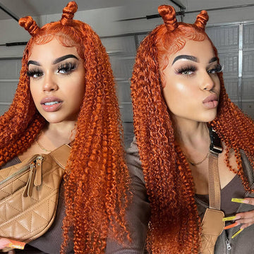 Ginger Curly Wigs 13x4 HD Lace Front Wigs Colored Human Hair Lace Front Wigs With Pre Plucked