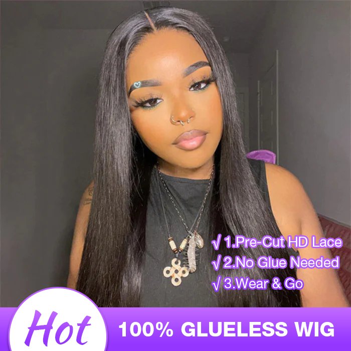 13x4 Pre Cut HD Lace Front Straight Wigs Wear & Go Glueless Human Hair Wigs